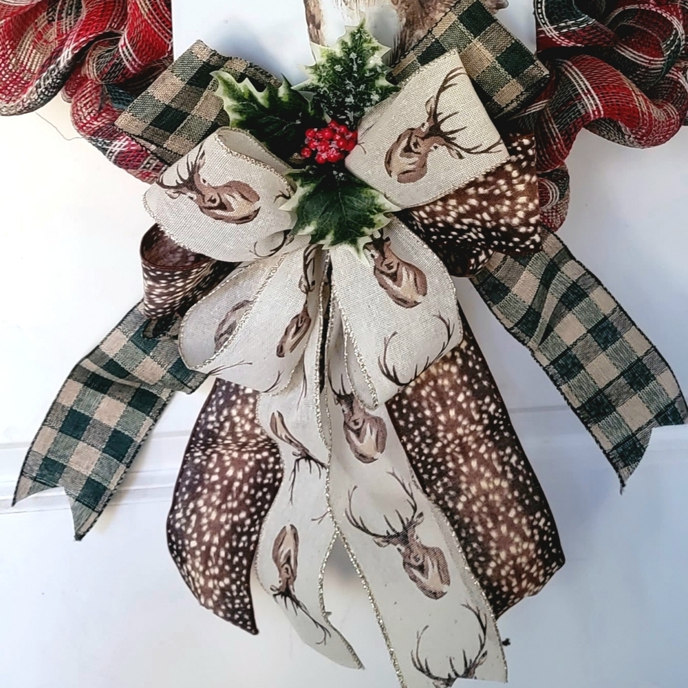 Winter Deer Buck Wreath Deco Mesh Bow Winter - Picture 9 of 11